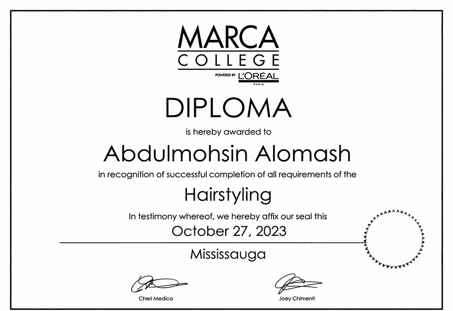 Certificate awarded to Abdulmohsin Alomash